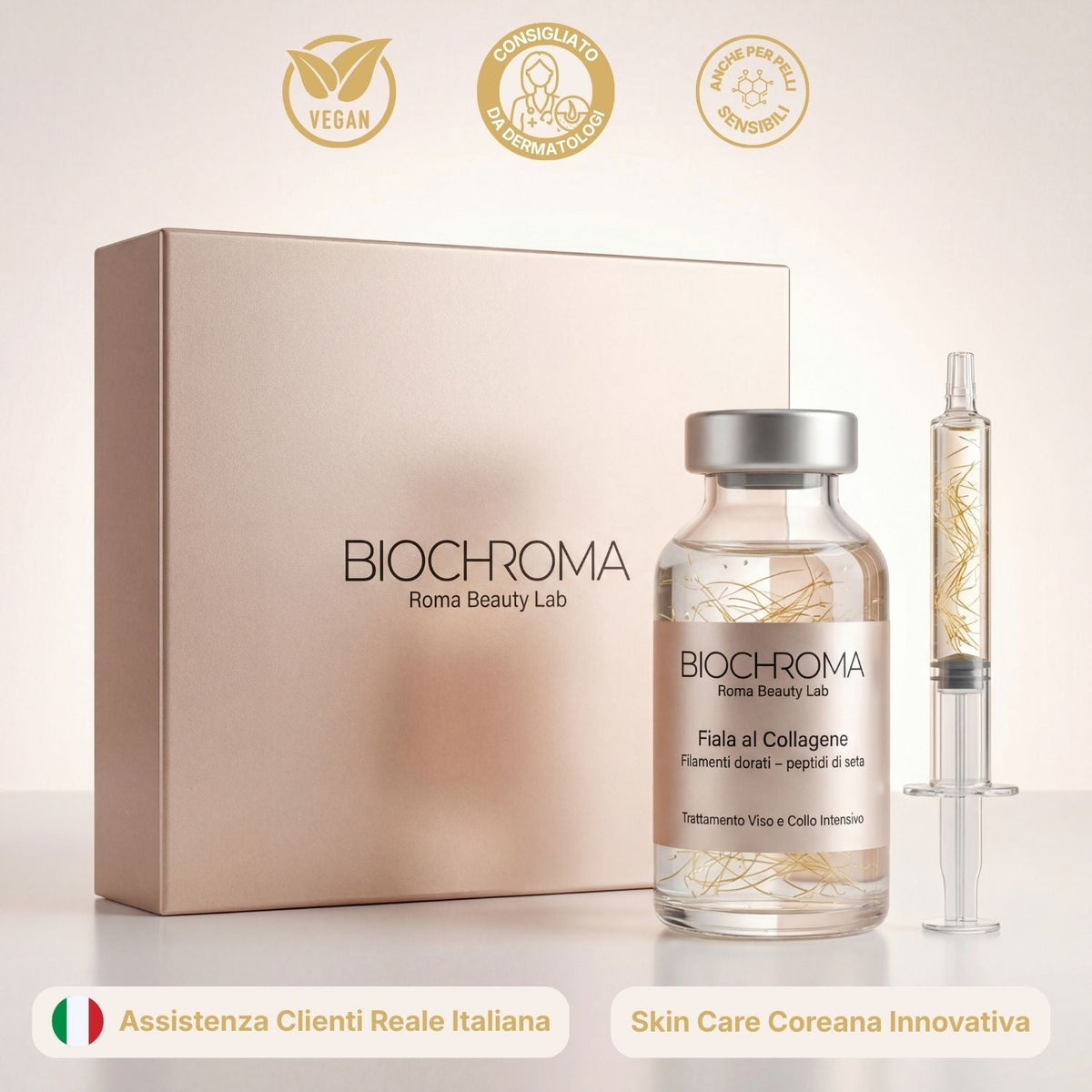Siero BioRoma con confezione e siringa cosmetica